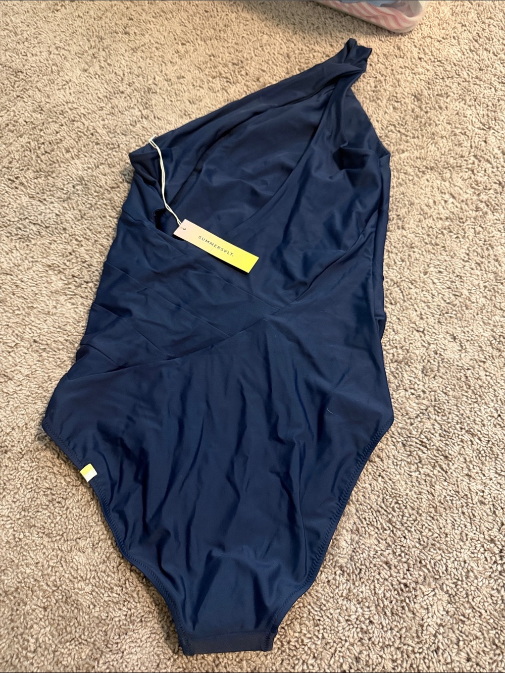 summersalt Navy One-Shoulder Ruched One-Piece Swimsuit - Picture 2 of 2